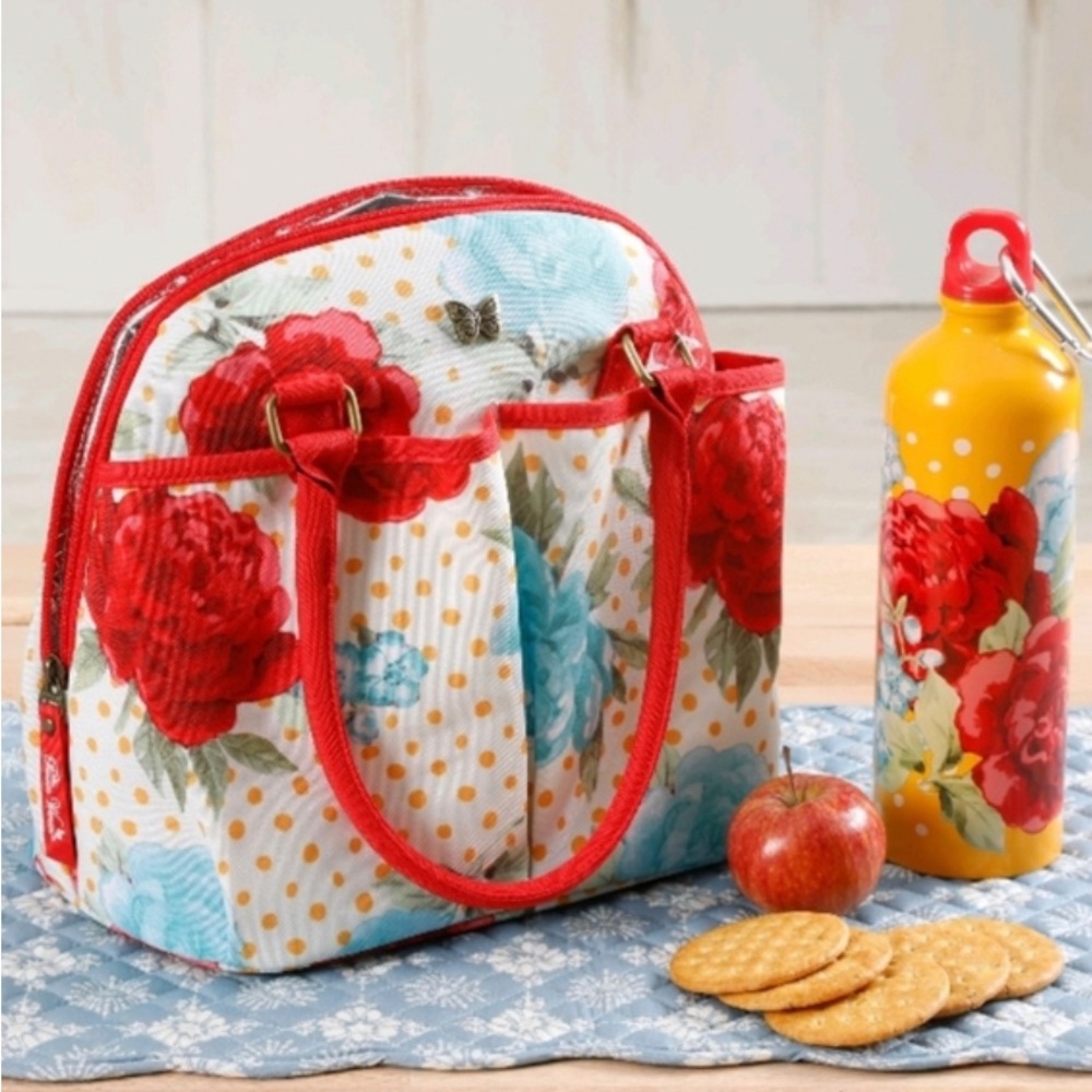 2023 🌺New Pioneer Woman Insulated Lunch Kit Set Extra Bag/Ice Pack/Bottle